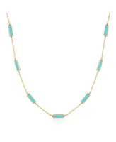 The Lovery Turquoise Bar Chain Necklace 14K Gold