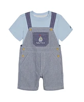 Nautica Baby Boys Short Sleeve T-shirt and Oxford Stripe Shortalls, 2 Piece Set