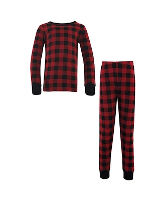 Touched by Nature Baby Unisex Organic Cotton Tight-Fit Pajama Set, Buffalo Plaid