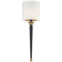 Arletta Modern Wall Sconce Lighting Black Brass Metal Hardwired 7 1/2" Wide Fixture Off