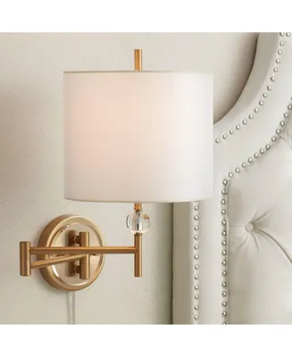 Kohle Modern Swing Arm Wall Lamp Polished Brass Plug