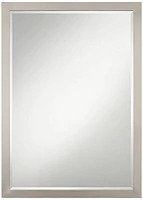 Metzeo Rectangular Vanity Decorative Wall Mirror Modern Sleek Brushed Nickel Metal Frame Beveled Glass 26" Wide for Bathroom Bedroom Living Room Home