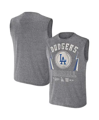 Men's Darius Rucker Collection by Fanatics Charcoal Distressed Los Angeles Dodgers Relaxed-Fit Muscle Tank Top