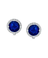 Bling Jewelry Classic 2CT Round Cz Cubic Zirconia Solitaire Halo Clip On Stud Earrings For Women Non Pierced 7MM