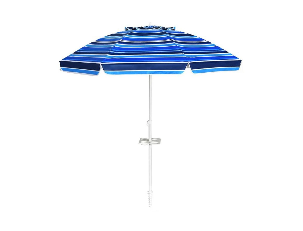 Portable Outdoor Beach Umbrella with Sand Anchor and Tilt Mechanism