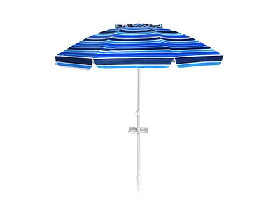 Portable Outdoor Beach Umbrella with Sand Anchor and Tilt Mechanism