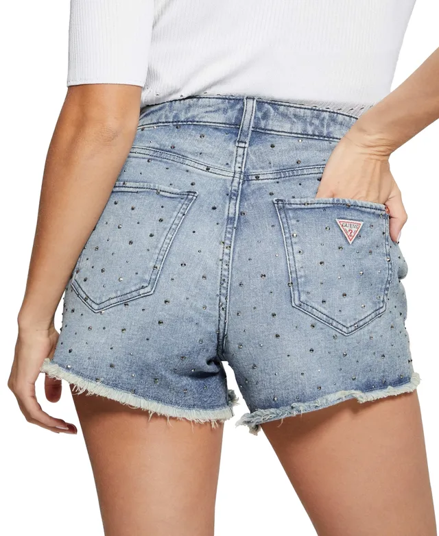 Guess Women's Relaxed Rhinestone Denim Shorts