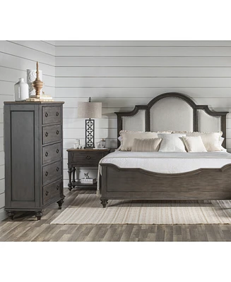 Mandeville 3pc Bedroom Set (Upholstered Queen Bed + Drawer Chest 1-Drawer Nightstand)