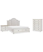 Mandeville 3pc Bedroom Set (Upholstered California King Storage Bed + Drawer Chest -Drawer Nightstand