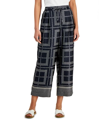Nautica Jeans Women's Chain-Print Cropped Pull-On Pants