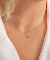 Cubic Zirconia & Pink Enamel Cluster Disc Pendant Necklace in 14k Gold-Plated Sterling Silver, 13" + 2" extender