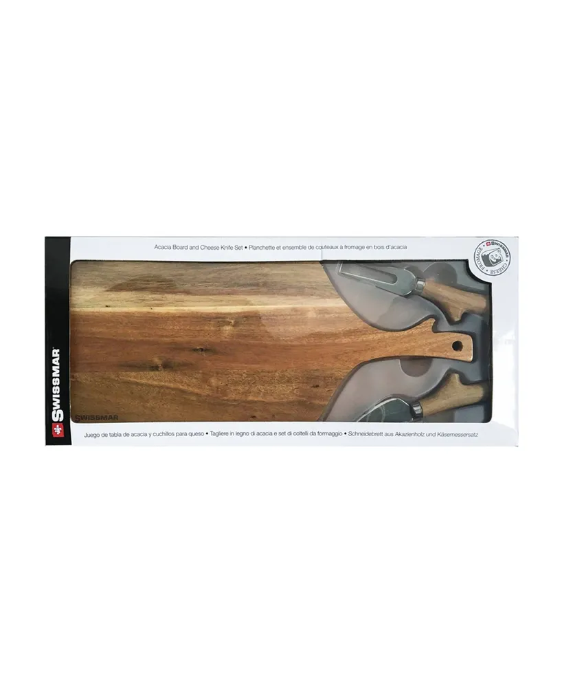 3 Piece Acacia Paddle Board and Knife Set