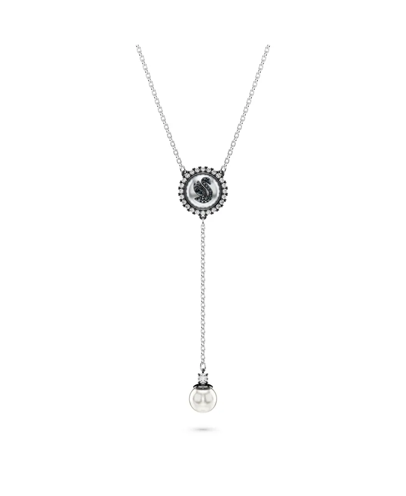 Swarovski Swan, Gray, Rhodium Plated Iconic Swan Y Pendant Necklace