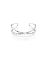Swarovski Infinity, White, Rhodium Plated Hyperbola Cuff Bracelet