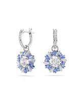 Swarovski Flower, Blue, Rhodium Plated Idyllia Drop Earrings