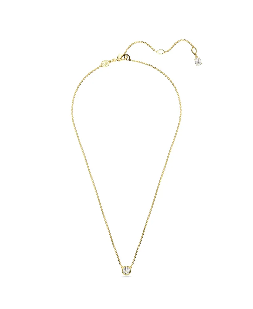 Swarovski Round Cut, White, Gold-Tone Imber Pendant Necklace