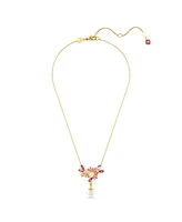 Swarovski Mixed Cuts, Crystal Swarovski Imitation Pearl, Flower, Pink, Gold-Tone Gema Pendant Necklace