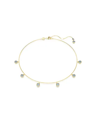 Swarovski Round Cut, Light Blue, Gold-Tone Imber Necklace