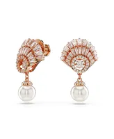 Swarovski Shell, White, Rose Gold-Tone Idyllia Drop Earrings
