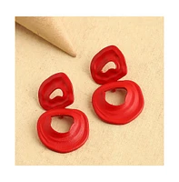 Sohi Women's Red Circular Hollow Drop Earrings