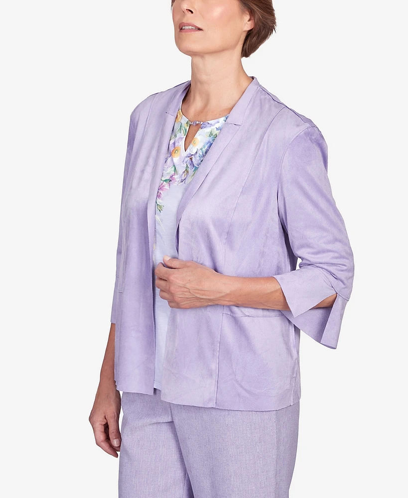 Alfred Dunner Women's Isn't It Romantic Faux Suede Flutter Sleeve Jacket