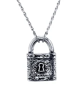 2028 Silver-Tone Lock Pendant Necklace