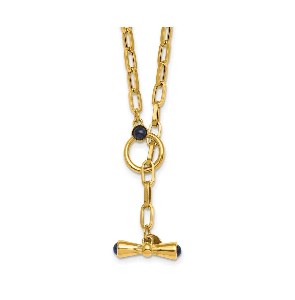 18k Yellow Gold Sapphire Fancy Link 18" Toggle Necklace