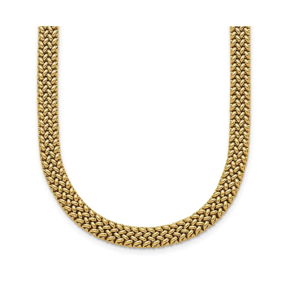 18k Yellow Gold 8mm Domed Omega Necklace 16 Inches | Sarraf.com