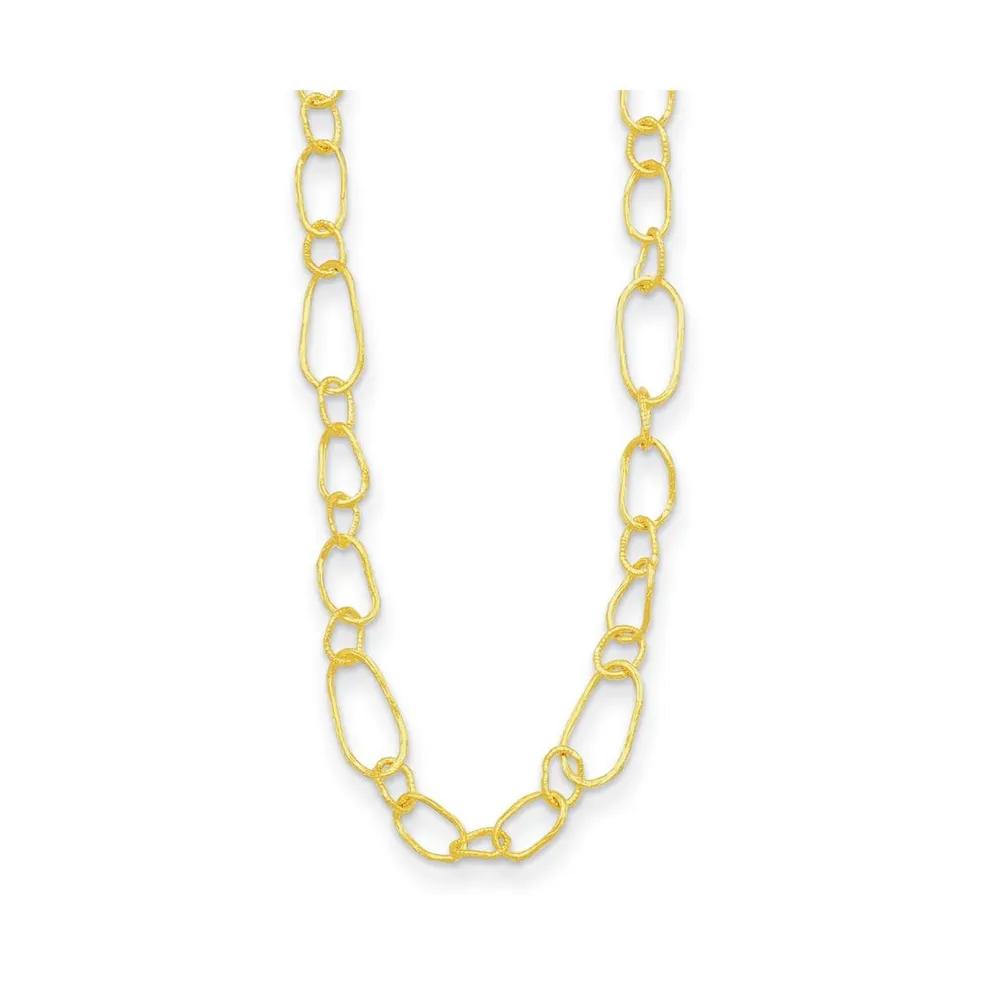 18k Yellow Gold Textured Fancy Link Necklace