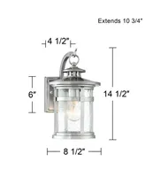 Callaway Modern Industrial Outdoor Wall Light Fixture Chrome 14 1/2" Clear Seedy Glass Lantern for Exterior House Porch Patio Outside Deck Garage Yard