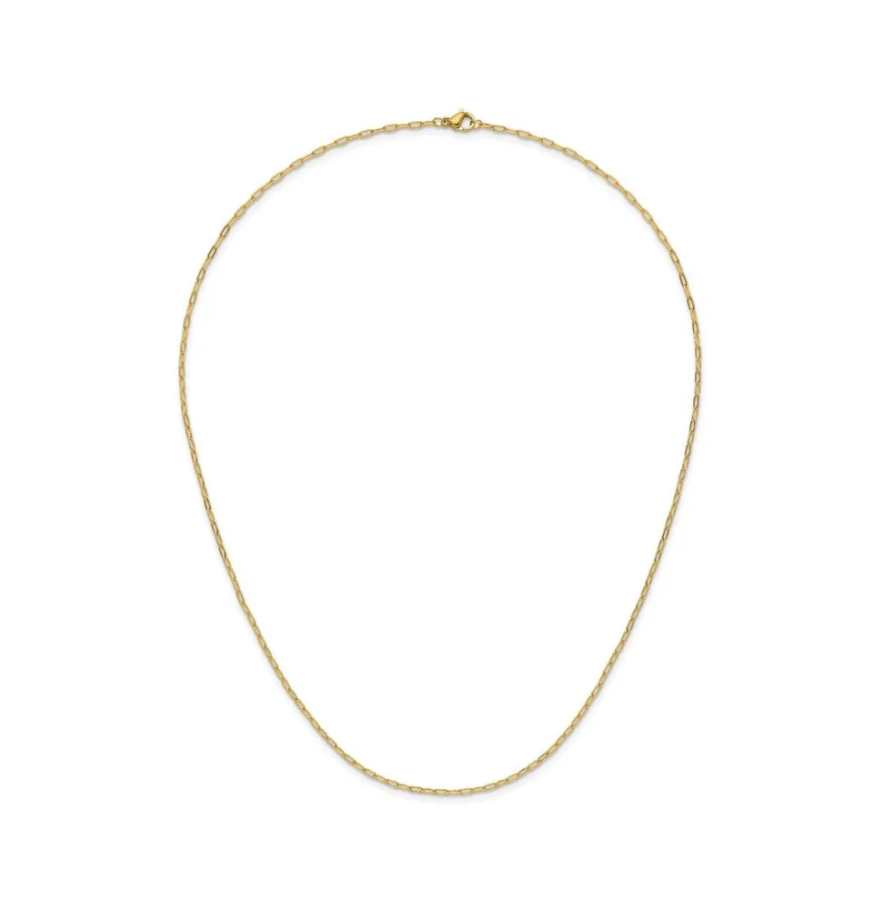 Chisel Yellow Ip-plated Elongated Open Link Paperclip Chain Necklace