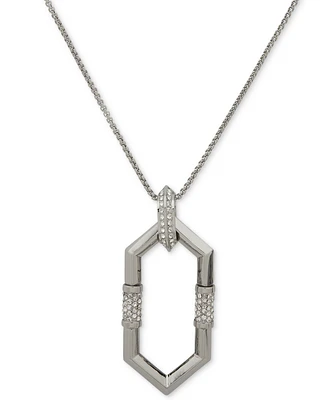 Karl Lagerfeld Paris Pave Geometric Link 36" Adjustable Pendant Necklace