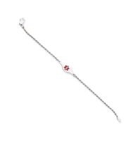 Sterling Silver Rhodium-plated Medical Id Rope Link Bracelet