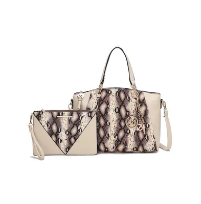 Mkf Collection Addison Snake Embossed Tote Bag with matching Wristlet Pouch by Mia K