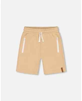 Boy French Terry Short With Zipper Pockets Beige