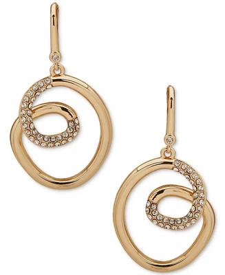 Dkny Gold-Tone Large Pave Crystal Twist Drop Earrings