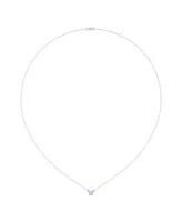 LuvMyJewelry Cushion Aquamarine Gemstone Round Natural Diamond 14K White Gold Birthstone Necklace