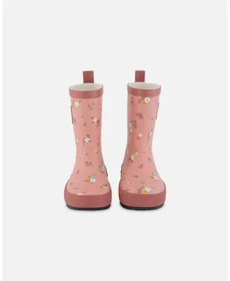 Girl Rain Boots Pink Little Flowers Print - Toddler|Child