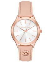 Michael Kors Women's Slim Runway Three-Hand Blush Leather Watch 38mm