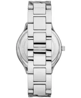 Michael Kors Women's Slim Runway Three-Hand Silver-Tone Stainless Steel Watch 38mm