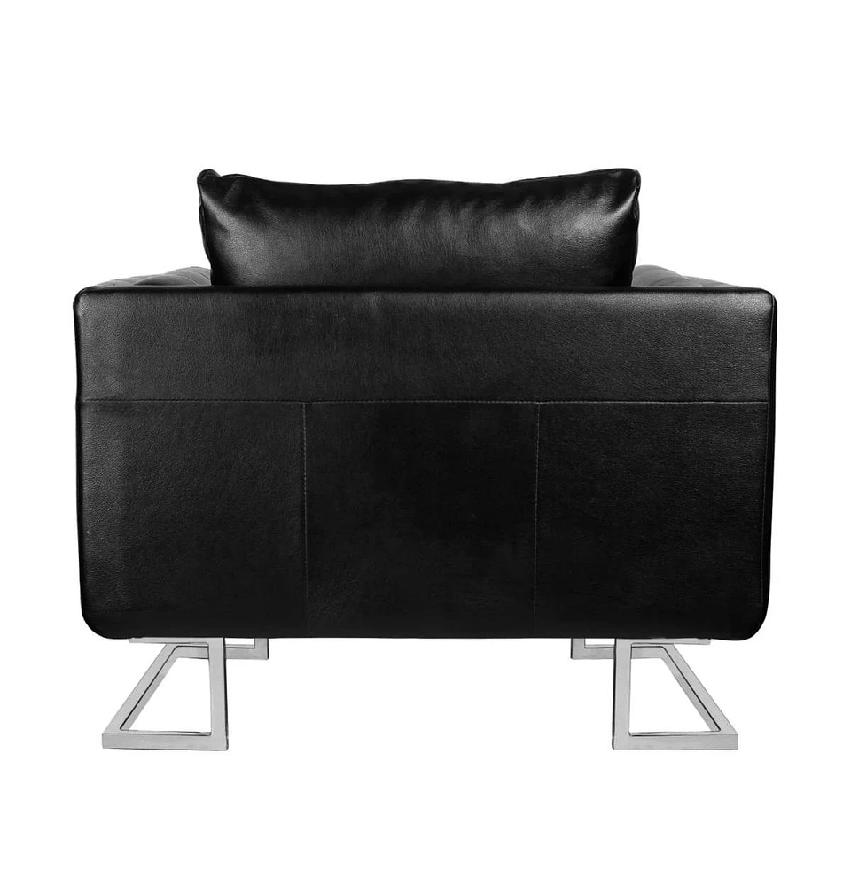 vidaXL Cube Armchair with Chrome Feet Black Leather