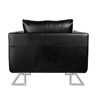 vidaXL Cube Armchair with Chrome Feet Black Leather