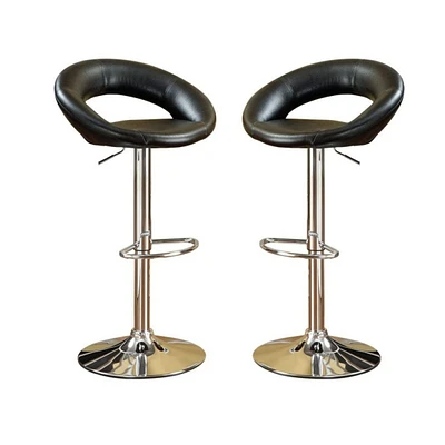 Simplie Fun Adjustable Height Swivel Chairs Set, Faux Leather, Chrome Base