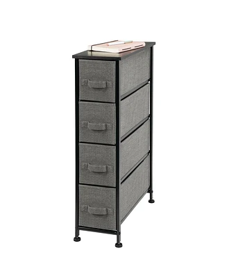 mDesign Narrow Dresser Storage Tower Stand with 4 Removable Fabric Drawers