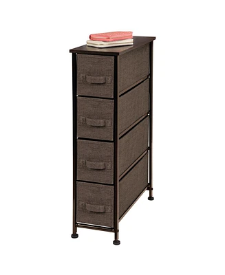 mDesign Narrow Dresser Storage Tower Stand with 4 Removable Fabric Drawers