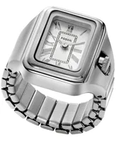 Fossil Women's Raquel Two-Hand Silver-Tone Stainless Steel Ring Watch 14mm