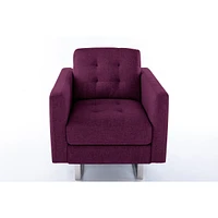 Simplie Fun Victoria Linen Fabric Armchair With Metal Legs, Side Pockets