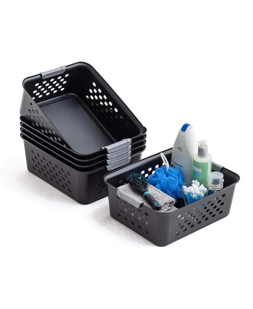 IRIS USA 4Pack 6qt Plastic Compact Stackable Storage Drawers, Black