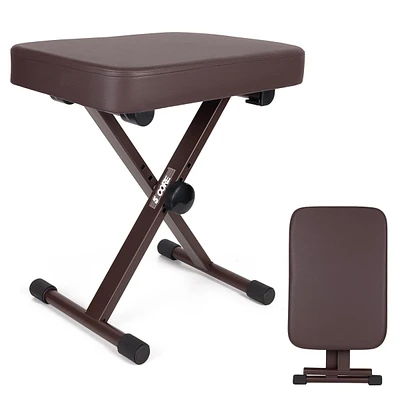 5 Core Adjustable Brown Keyboard Bench 18.5-21.2 In Heavy Duty Piano Stool Thick And Padded Stools