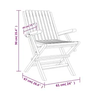 Folding Patio Chairs 2 pcs 24"x26.4"x35.4" Solid Wood Teak